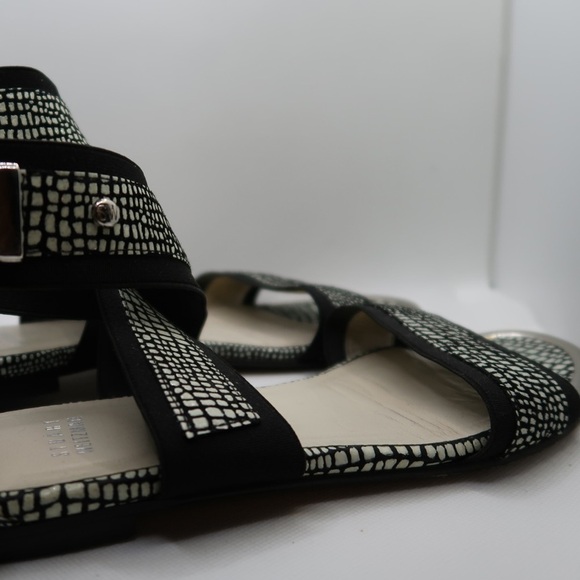 STUART WEITZMAN Speckled Embossed Print Cross Cross Ankle Flats - Picture 10 of 12